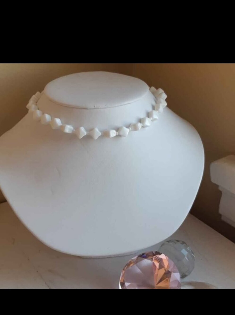 1960's Milk Glass Choker Necklace